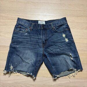 Vintage Aéropostale Benton Bootcut Denim Shorts Distressed Frayed Hem 32 Waist